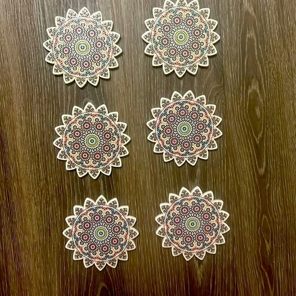 traditional Moroccan ceramic coaster, geometric Moroccan zalij style set of 6 - Picture 2 of 2